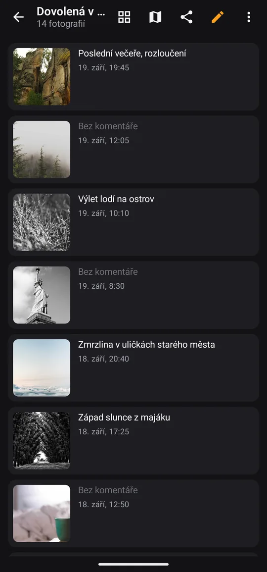 Příběh výletu, připravený ke sdílení