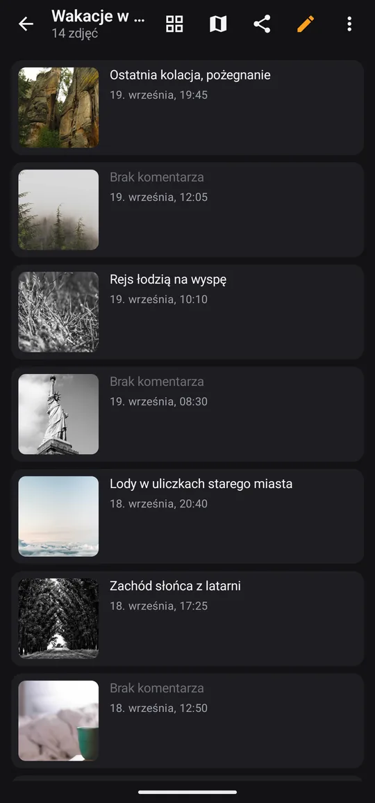 Historia wyjazdu, gotowa do udostępnienia